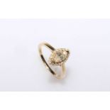 14 carat Yellow Gold Diamond ring featuring centre, marquise cut Diamond (0.