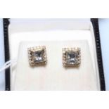 14 carat Yellow Gold Diamond earrings featuring centre, two princess cut Diamonds (2.