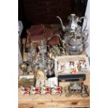 Collection of silver plated ware, Coronation coach and horses, camera, three prints, etc.