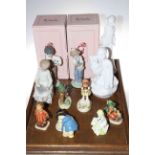 Two Spode Pauline Shone figures, three Nao figures, four Hummel figures,