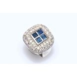 18k white gold, sapphire and diamond ring,