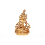 Gilt metal Buddha, 19cm.