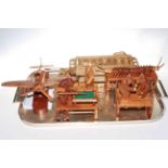 Chester Wedgwood carved wood toys: Trapdoor memory game, Aircraft, Boxing Bears, Snooker Bear,