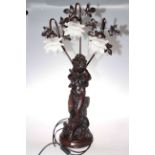Three branch classical figure lamp, 82cm.