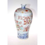 19th Century Chinese vase depicting foliage, birds and folk, 46cm.