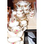 Royal Albert Old Country Roses dinner and tea service, forty five pieces.