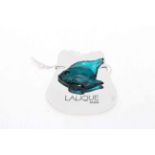 Turquoise Lalique fish complete with Lalique pouch.