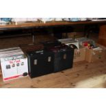 Large collection of LP and single records in five cases and three boxes.