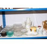Collection of pressed and cut glass, Aynsley Orchard Gold flower vase, assorted china, etc.