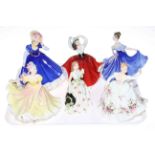 Six Royal Doulton ladies 'Elaine', 'Shirley', 'Karen', 'Carolyn', 'Ninette'' and 'Mary'.