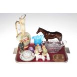 Beswick horse, two Beswick dogs, two Brambly Hedge and Beswick Beatrix Potter figures,