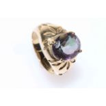 9 carat gold amethyst ring, size O.