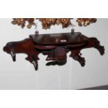 Carved wall mounted eagle four hook hatstand, 70cm.