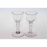 Pair of diamond design stemmed ale glasses.