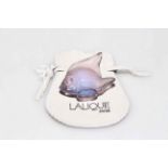 Lilac Lalique fish complete with Lalique pouch.