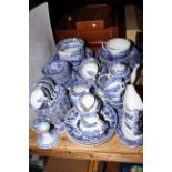 Large assortment of Spode Italian blue and white china including planter, gravy pots, teapot,