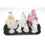 Seven Coalport lady figurines including Rosalie, Wedding Day, Precious Moments, etc.