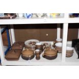 Collection of Denby 'Cotswold' tableware including two casserole dishes and two tureens.