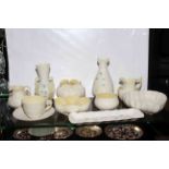 Fourteen pieces of Belleek china including vases, cup and saucer,