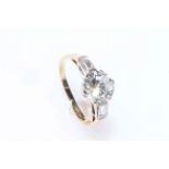 9 carat gold 2 carat cubic zirconia ring, size K.