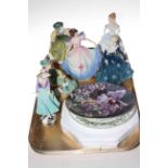 Six Royal Doulton figurines 'Claire', 'Buttercup', 'Angela', 'Fragrance', 'Ascot',