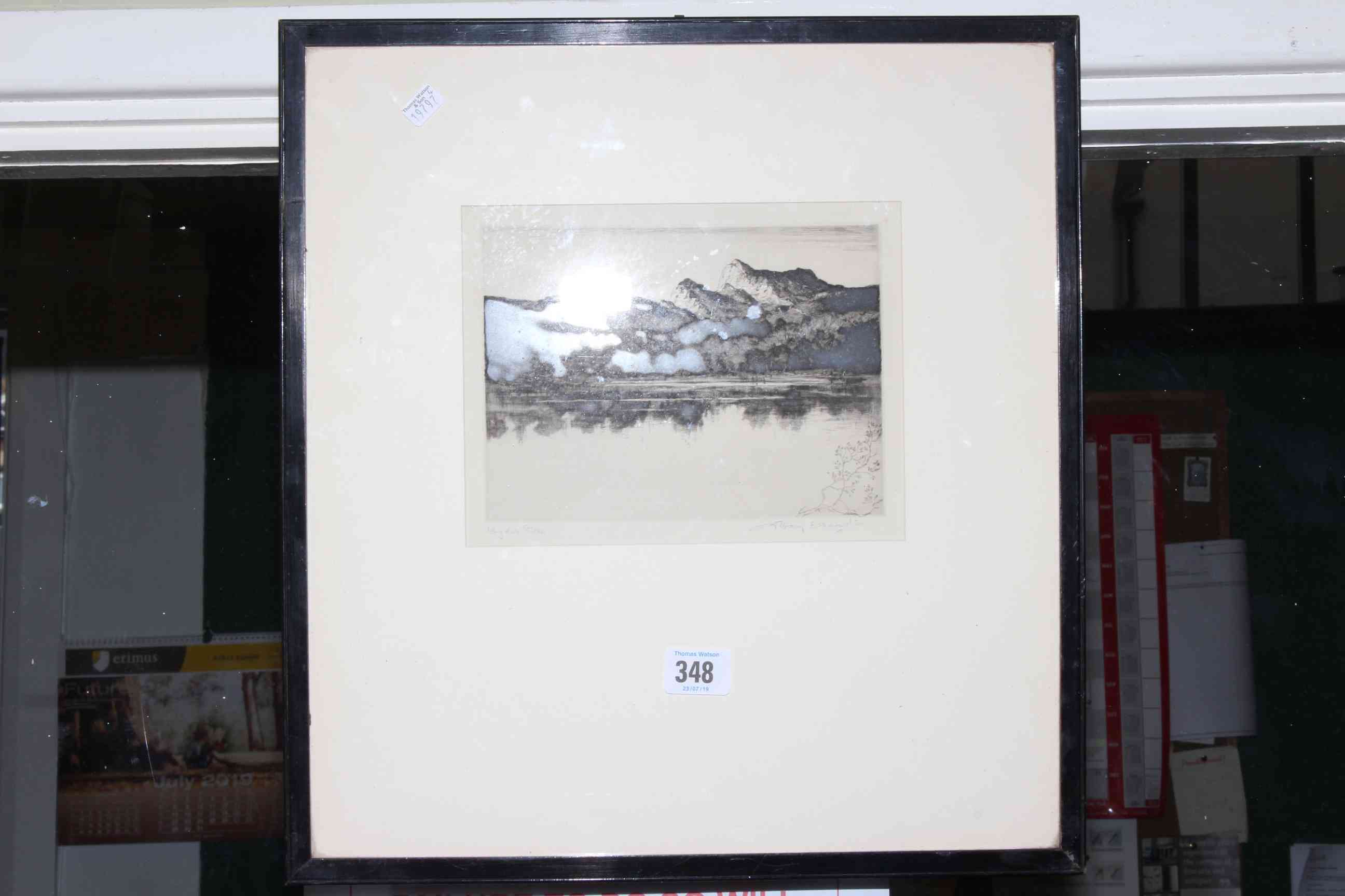 Albany E Howard, Landgale Pikes, framed etching, signed and titled in the margin,