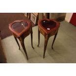 Pair Faberge Heirloom heart shaped bijouterie tables.