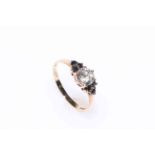 9 carat gold white stone ring, size O.