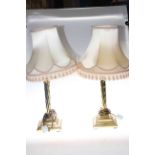 Pair of brass table lamps, 73cm.