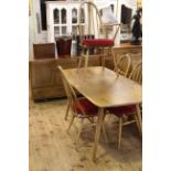 Ercol Windsor six piece dining suite comprising three door sideboard,