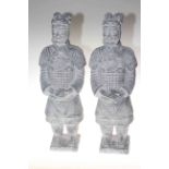 Pair of Chinese warriors, 60cm.