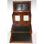 Early 20th Century oak stationery writing slope with compartments, R.D. No. 193615, 36cm by 26cm.