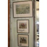 Pair Snaffles prints 'The Huntsman' and 'The Gent in Ratcatcher' and signed hunting print (3).