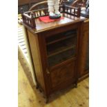 Late Victorian glazed panel door music cabinet, 116cm by 58.5cm.