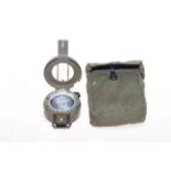 Military prismatic compass by Stanley, London, with belt case.