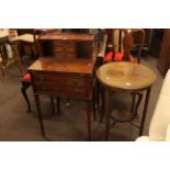 Mahogany ladies writing desk and Edwardian mahogany circular occasional table (2).