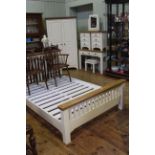 Barker & Stonehouse oak and cream seven piece bedroom suite comprising double door wardrobe,