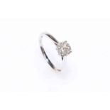 9 carat white gold diamond nine stone cluster ring, size N.