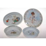 Three Shelley baby plates and Mable Lucie Attwell plate (4).