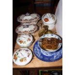 Evesham casserole dishes, Victorian brass chamber candlestick, etc.
