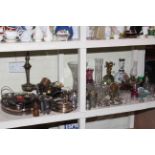 Collection of silver plated ware and metalware, various glassware, etc.