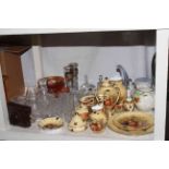 Aynsley Orchard Gold vases, plates, etc., glassware, Dacora camera, Maling ware lustre teapot, etc.