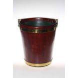 Oak and brass peat bucket with handle, 35cm.