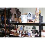 Collection of Oriental ceramics and figurines including crested china, Ringtons, Beswick, Sylvac,