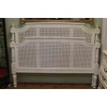 French bergere panelled 5ft bedstead and laths.