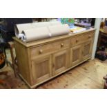 Victorian stripped four door dresser, 92cm by 186cm.