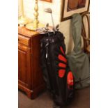 Wilson golf bag and nine clubs including Callaway.