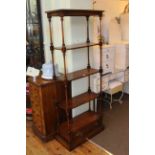 Bevan Funnell Ltd mahogany four tier etage with base drawer.