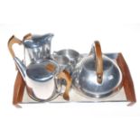 Picquot tea service with kettle and tray.