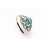 9 carat gold blue stone ring, size Z.